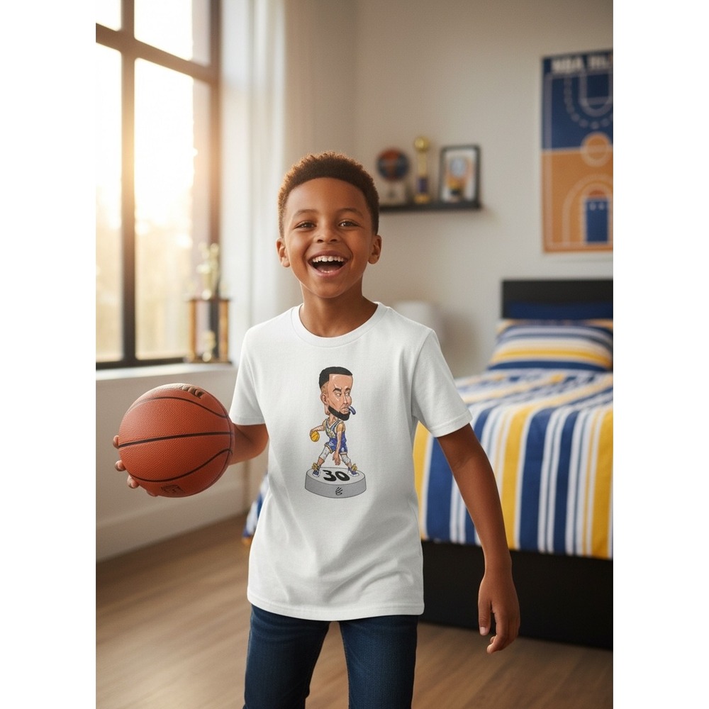 Under Armour Stephen Curry SC30 Bobblehead Graphic Tee White Kids Youth Large YL